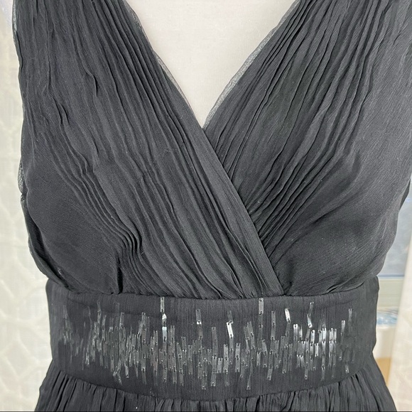 BCBGMaxAzria Black 100% Silk Bubble Skirt Cocktail Dress w/ Beaded Waist Sz 6 - Picture 12 of 17